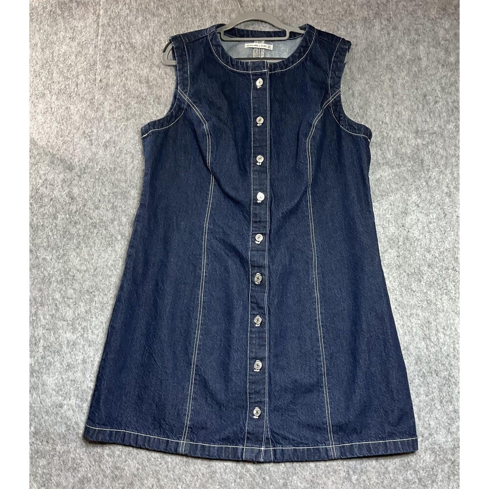 Abercrombie & Fitch Dress Womens XLT Blue Denim Sleeveless Button Front XL Tall